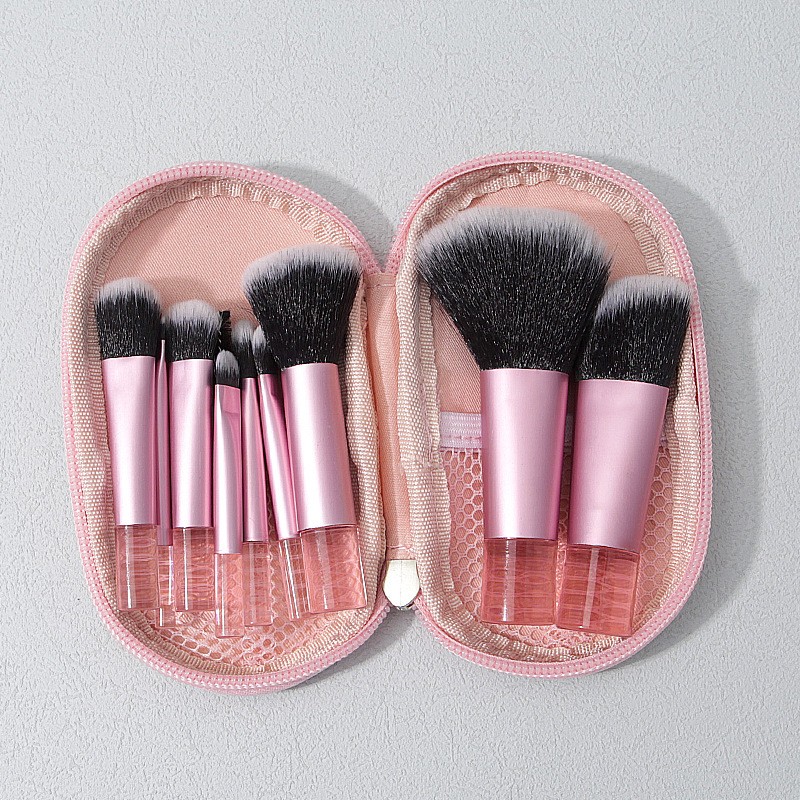 10 Mini Bag Crystal Transparent Handle Portable Travel Beauty Tool Color Makeup Brush Set