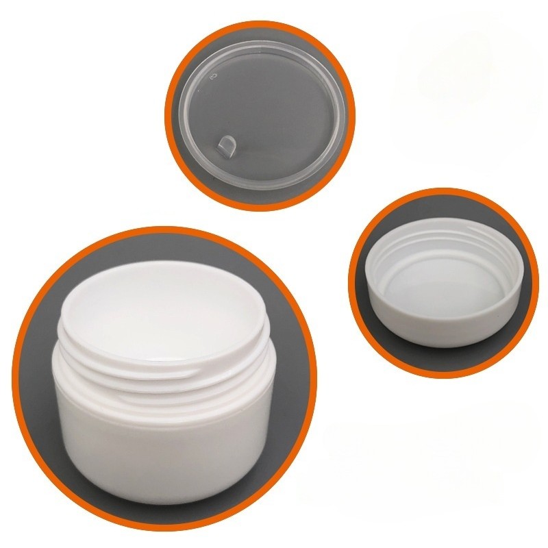 Silver PP Double Layer Cream Bottle Rounded Face Mask Jar 5g10g20g30g50g100g200g