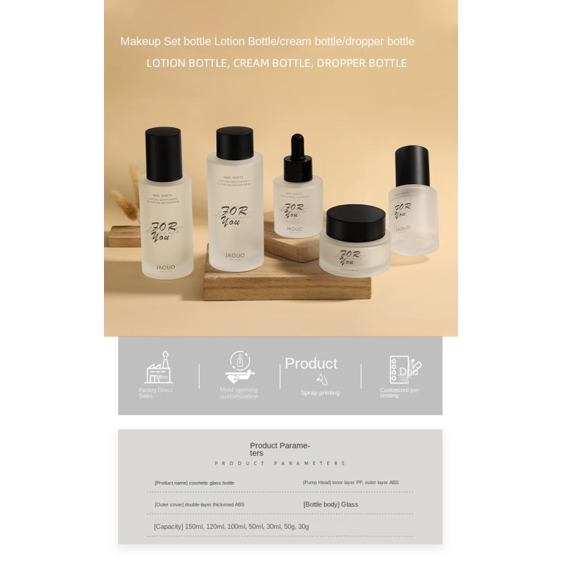 New Cosmetic Bottle Glass Serum Cream Bottle Press Lotion Bottle Brand Printable
