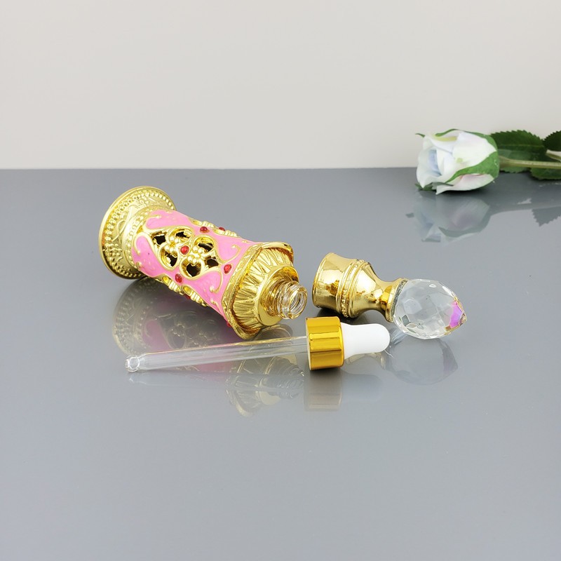 Dubai Style High-End 12ml Glass Perfume Bottle Essential Oil Sealable with Crown Cap for Nail Polish Oil