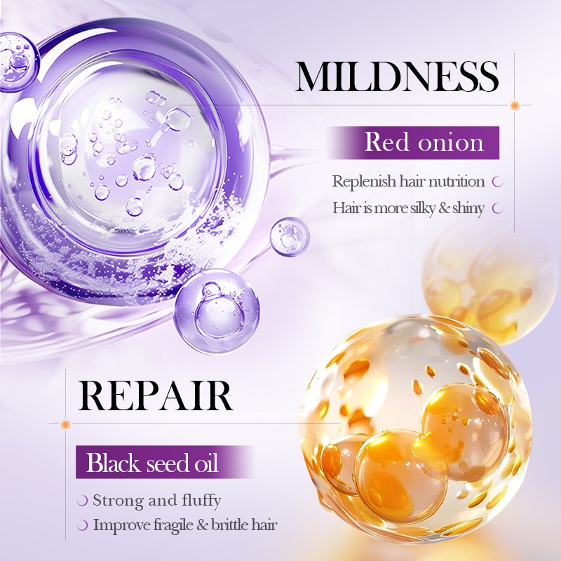 For SADOER Fluffy Shampoo Onion Black Seed Oil Nourishing Anti-Dandruff Cream Cleansed Effective for Care