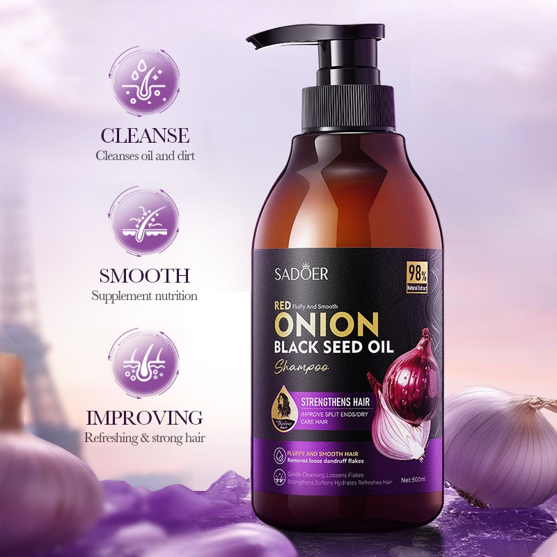 For SADOER Fluffy Shampoo Onion Black Seed Oil Nourishing Anti-Dandruff Cream Cleansed Effective for Care