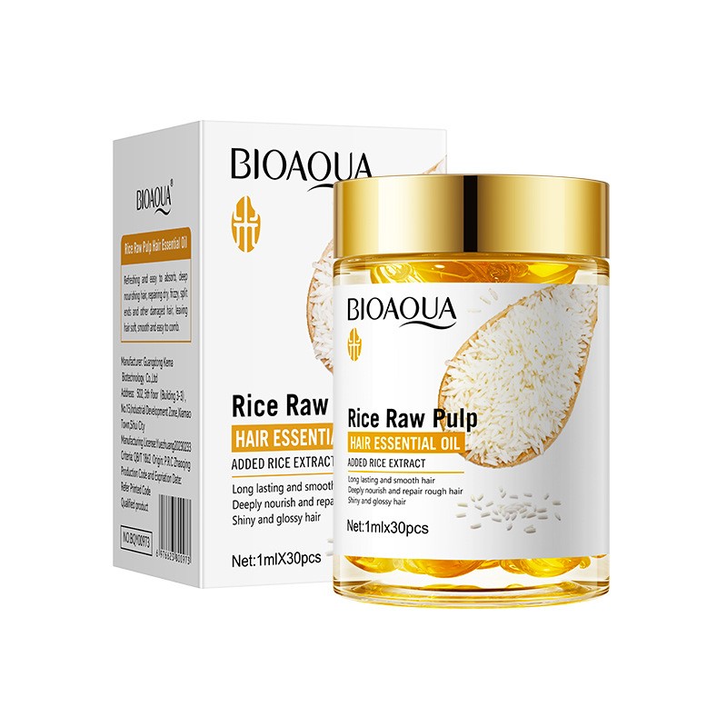 For BIOAOUA Essential Oil Conditioner Rice Extract Hair Care Capsules Repairing and Nourishing Liquid Cleanser