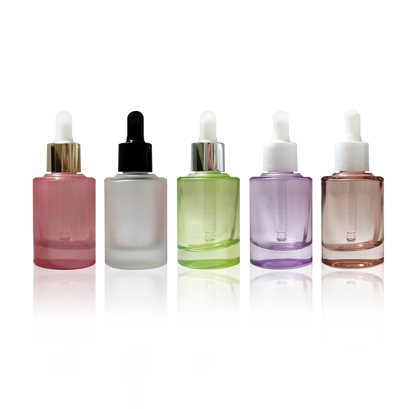 30ml Heavy Bottom Glass Dropper Bottle with Pump for 1oz Skincare Serum Cosmetics Toner Secure Sealing Pump Sprayer