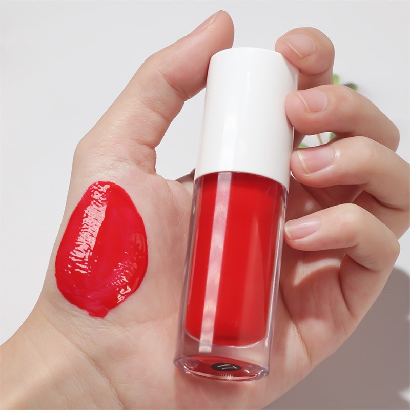 Colored Glossy Lip Gloss Large Brush Head White Cover Transparent Tube Neutral Lip Gloss