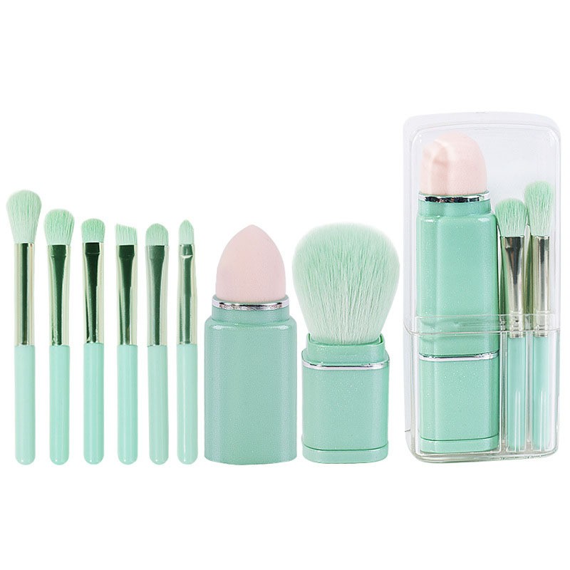 Eight in One Square Telescopic Makeup Brush Multifunctional 8pcs Powder Puff Beauty Tool for Face Use