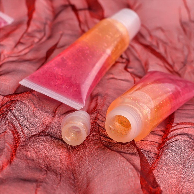 Lip Gloss Hose Organic Shiny Lip Gloss Double-layer Gel Dual Color rainbow Lip Oil