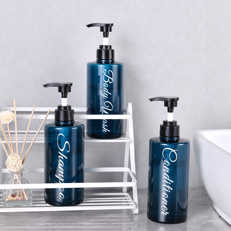 Square Shoulder 500ml Press Shampoo Shower Gel Bottle PET Plastic Body Lotion Hair Conditioner Sub-Packaging