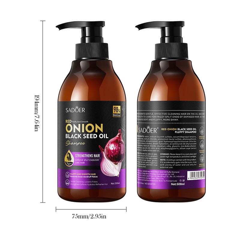 For SADOER Fluffy Shampoo Onion Black Seed Oil Nourishing Anti-Dandruff Cream Cleansed Effective for Care