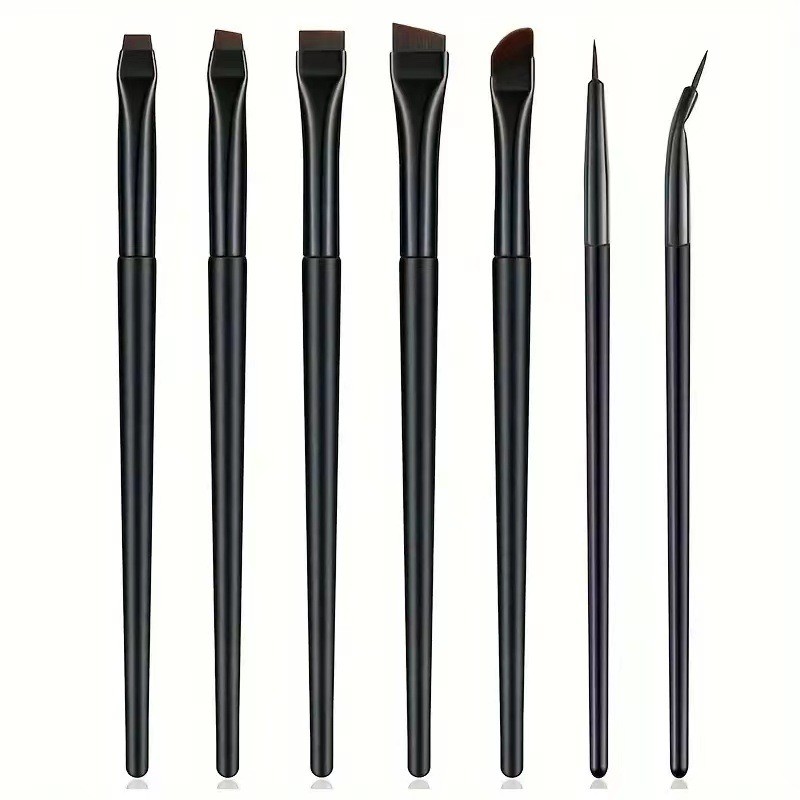 Ultra-Thin Black Fine Flat Head Folded Corner Eye Detail Makeup Brush Set for Face Use