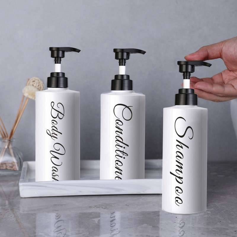 Square Shoulder 500ml Press Shampoo Shower Gel Bottle PET Plastic Body Lotion Hair Conditioner Sub-Packaging