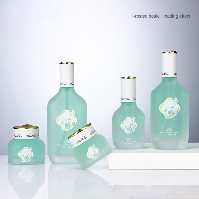 New Flat Bottle Thickened Base Frosted Cream  Glass Press  Lotion