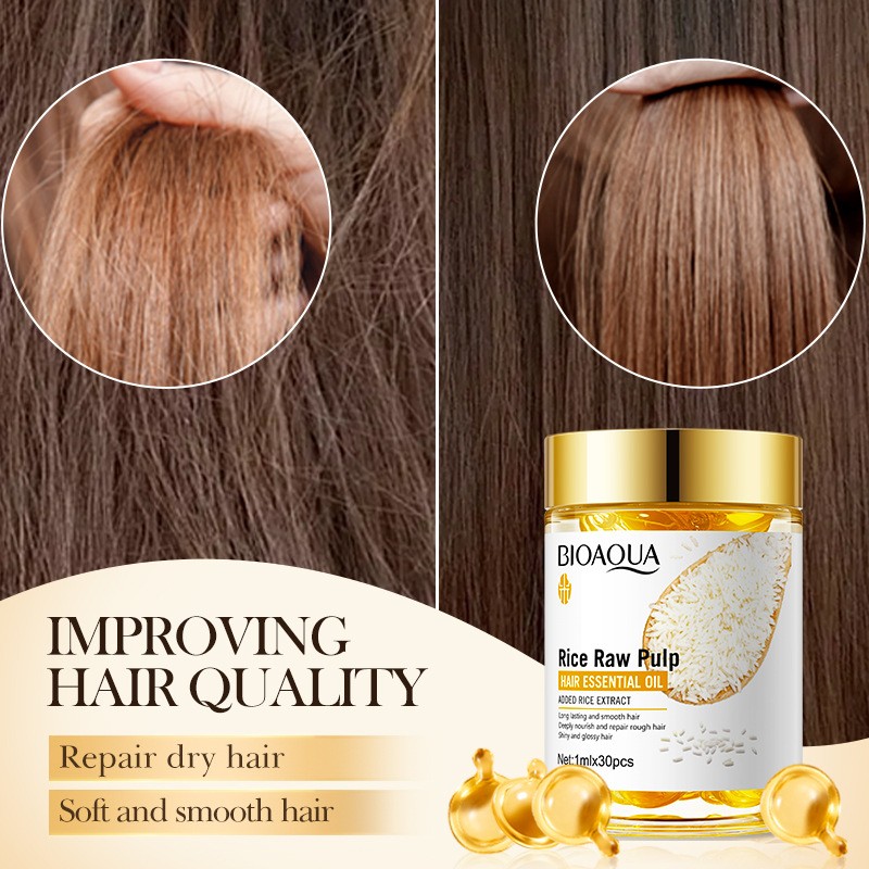 For BIOAOUA Essential Oil Conditioner Rice Extract Hair Care Capsules Repairing and Nourishing Liquid Cleanser