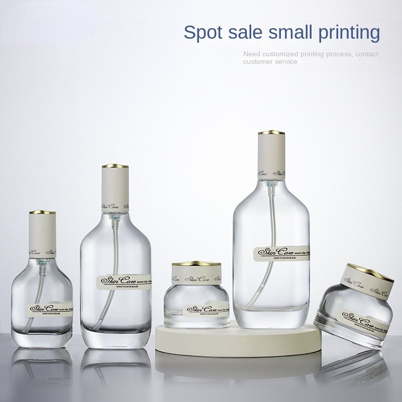 New Flat Bottle Thickened Base Frosted Cream  Glass Press  Lotion