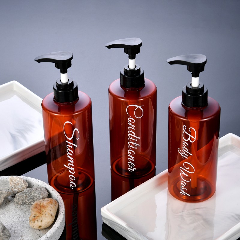 Square Shoulder 500ml Press Shampoo Shower Gel Bottle PET Plastic Body Lotion Hair Conditioner Sub-Packaging