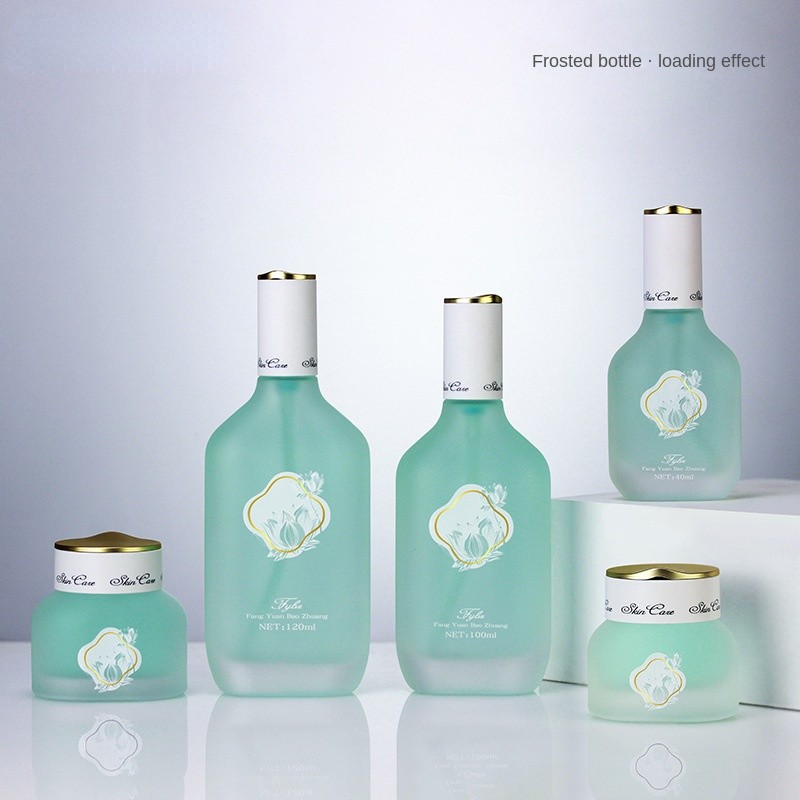 New Flat Bottle Thickened Base Frosted Cream  Glass Press  Lotion