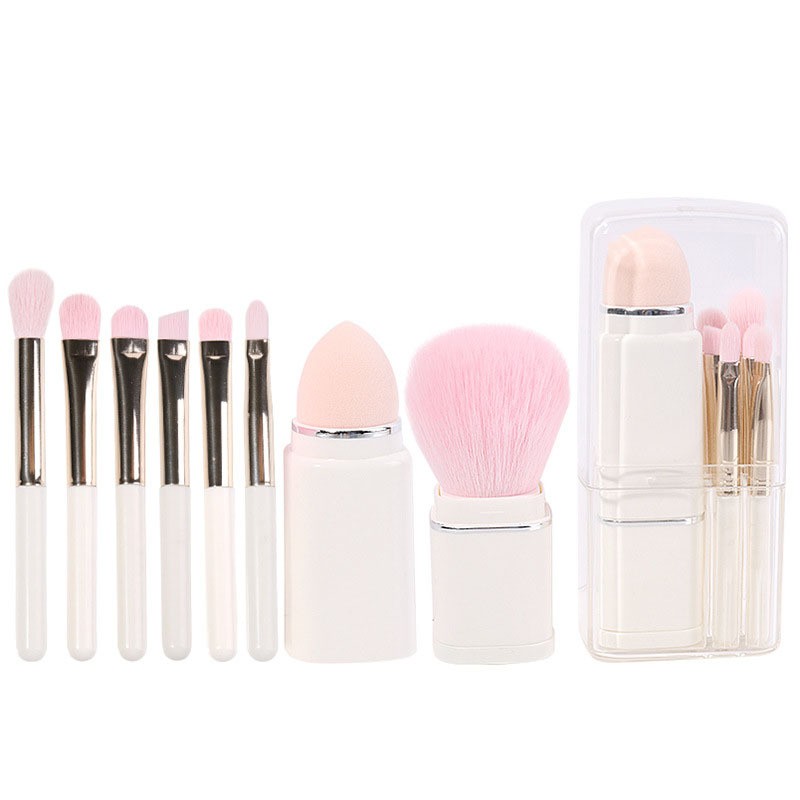 Eight in One Square Telescopic Makeup Brush Multifunctional 8pcs Powder Puff Beauty Tool for Face Use