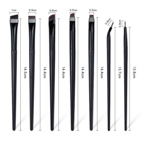 Ultra-Thin Black Fine Flat Head Folded Corner Eye Detail Makeup Brush Set for Face Use