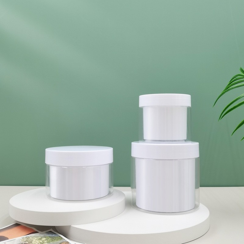 White Liner Cream Bottle Pet Double Layer Cosmetic Balm Mask Plastic