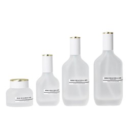 New Flat Bottle Thickened Base Frosted Cream  Glass Press  Lotion