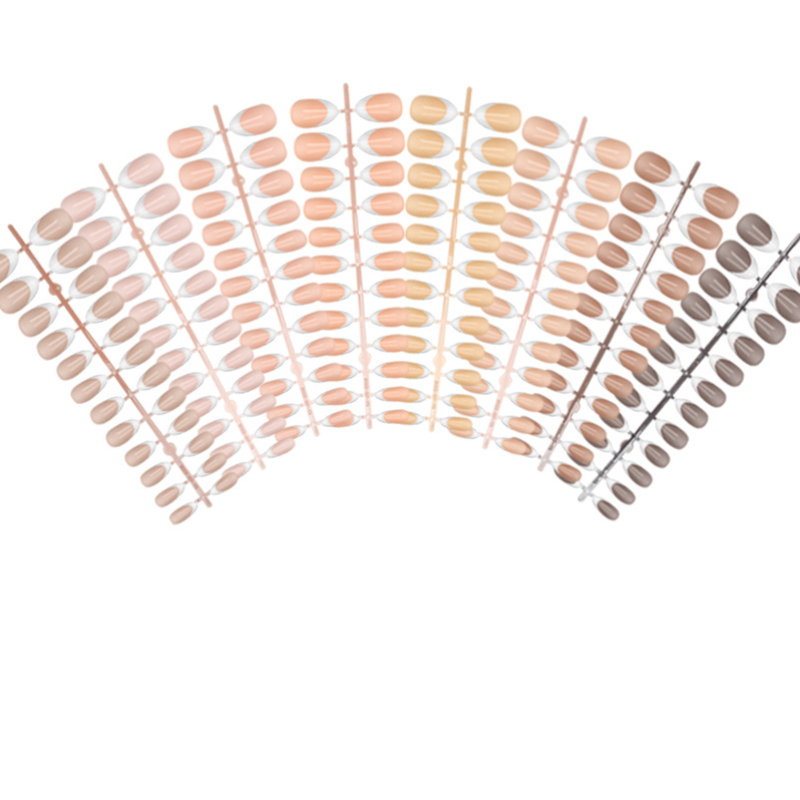European and American 24 Piece Nude Classic French Nail Plate Almond Shaped Lazy False Nails