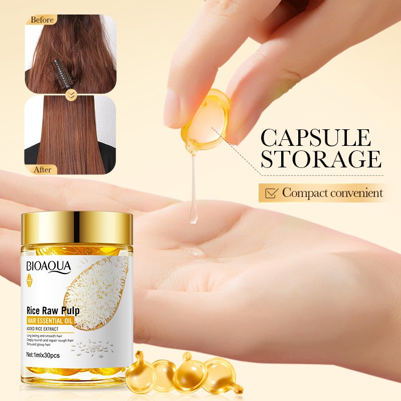 For BIOAOUA Essential Oil Conditioner Rice Extract Hair Care Capsules Repairing and Nourishing Liquid Cleanser