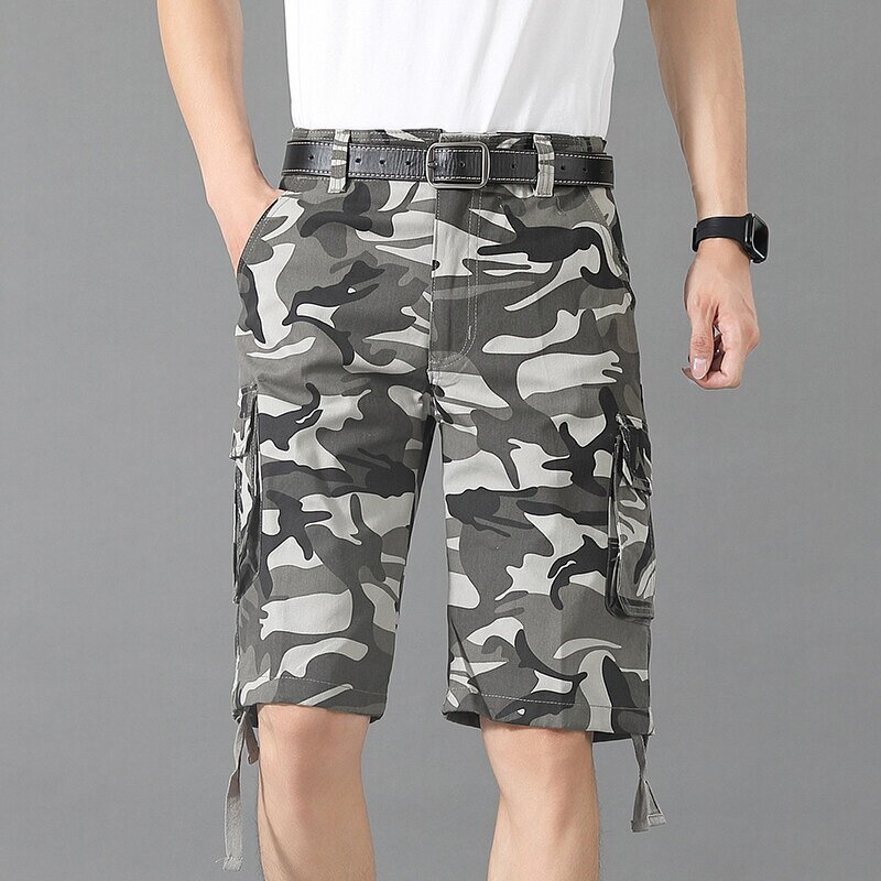 Cargo Shorts Factory - OEM/ODM Custom Wholesale Men's Loose Cropped Camo Cargo Shorts Summer