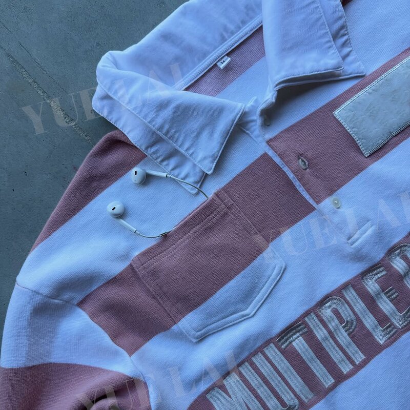 Men's Sports T-shirts Manufacturer - OEM/ODM Custom Clothing Manufacturers Stripe T-shirt Embroidery Long Sleeve Double-layered