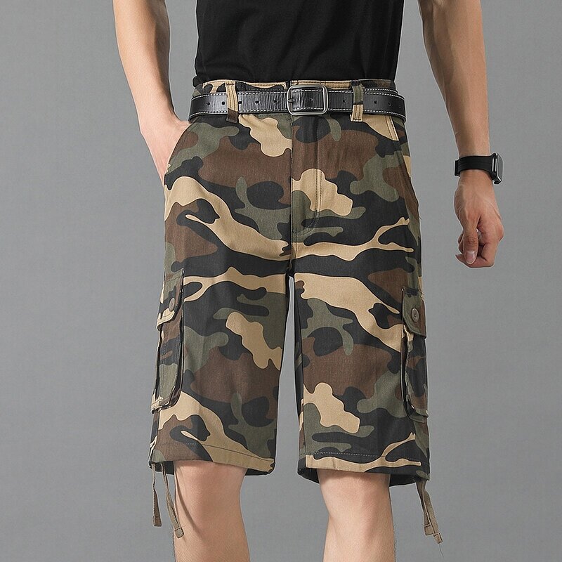 Cargo Shorts Factory - OEM/ODM Custom Wholesale Men's Loose Cropped Camo Cargo Shorts Summer