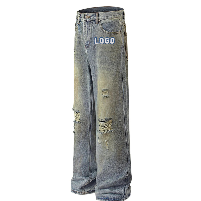 Men's Denim Jeans Factory - OEM/ODM Custom Jeans Manufacturer New American Vintage Clothing Washing Distress High Street