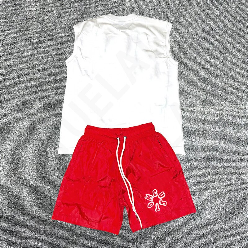 Sleeveless T-Shirt Sets Factory - OEM/ODM Custom Y2K Shorts and Printed Rhinestone Sleeveless T-Shirt Sets 2Pcs