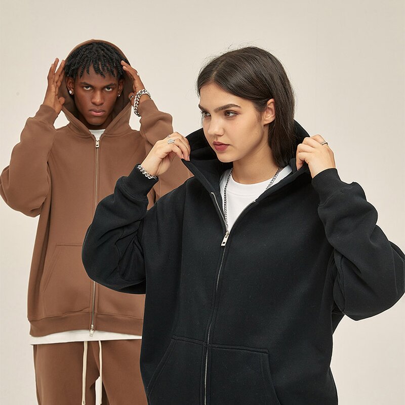 Zip Hoodie Manufacturer - OEM/ODM Custom Wholesale Custom Unisex Zip Hoodie Solid Black 100% Cotton