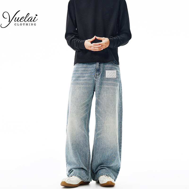 Vintage Blue Wash Denim Pants Manufacturer - OEM/ODM Custom Vintage Blue Wash Denim Banana Pants for Men High Quality