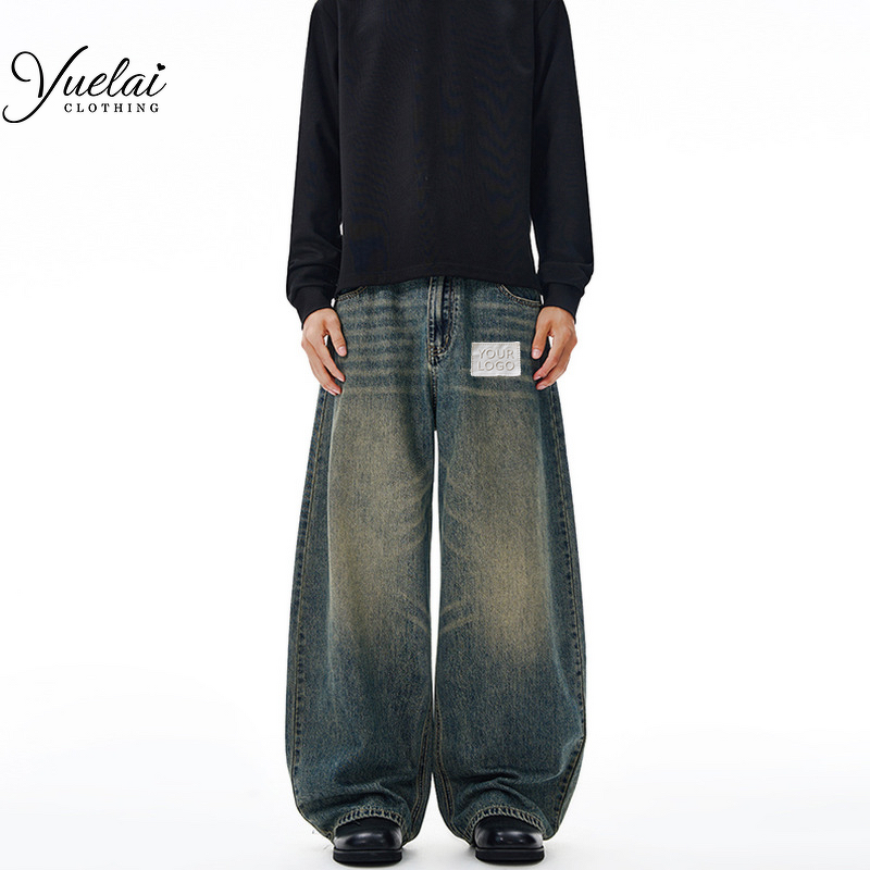 Vintage Blue Wash Denim Pants Manufacturer - OEM/ODM Custom Vintage Blue Wash Denim Banana Pants for Men High Quality