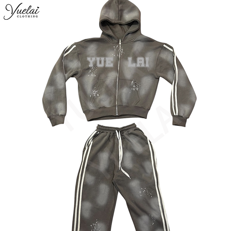 Hoodie Sports Suit Manufacturer - OEM/ODM Custom Manufacturer Women's Hoodie Sports Suit Washed Distressed Oversized
