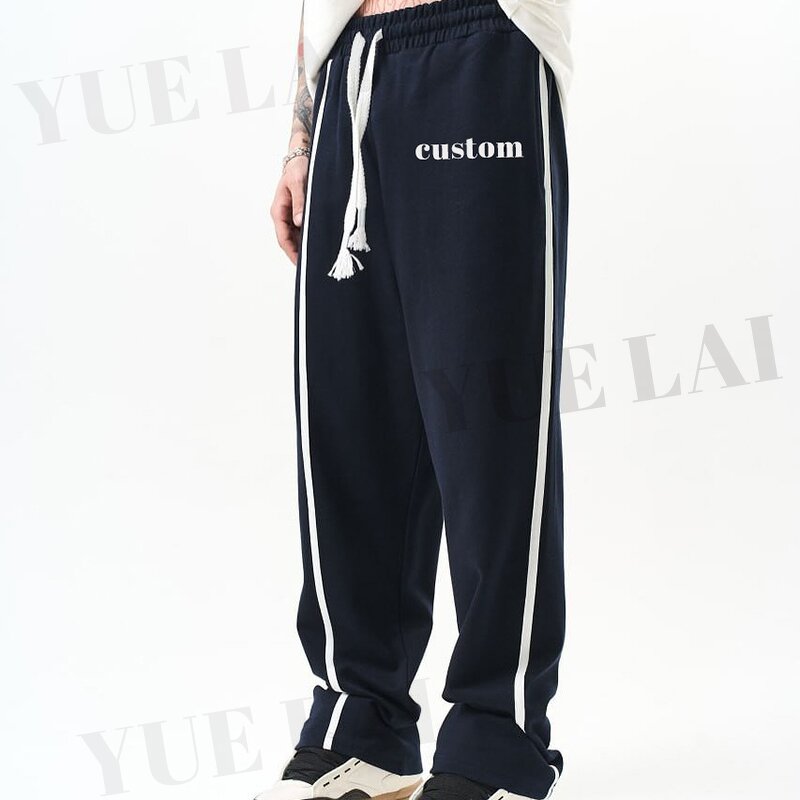 Sweatpants Factory - OEM/ODM Custom Logo Fleece Cotton Sweatpants Striped Oversized Trackpants