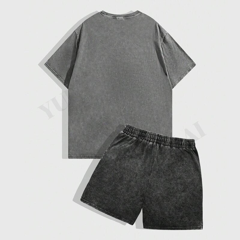 Vintage Streetwear T Shirt Short Suit Manufacturer - OEM/ODM Custom Mens Vintage Streetwear Y2K Summer T Shirt Short Suit