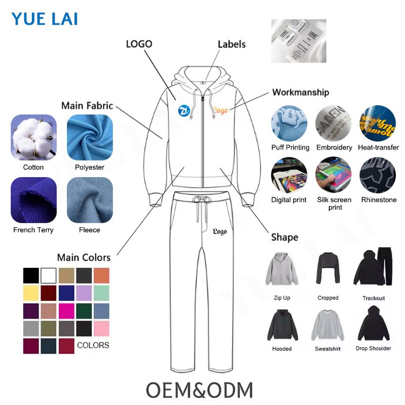 Tracksuits Hoodie Sweatshirt Set Factory - OEM/ODM Custom Hoodie Manufacturers Design Logo Embroidered Tracksuits 100%Cotton