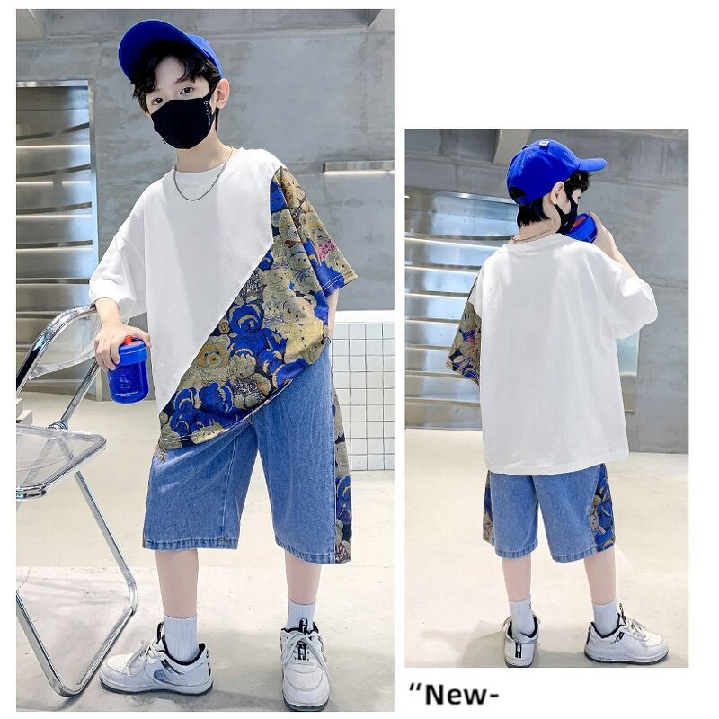 Kids Clothing Sets Manufacturer - OEM/ODM Custom Summer Unisex Kids Clothing Sets Cotton Blended Two-Piece Embroidery Printed