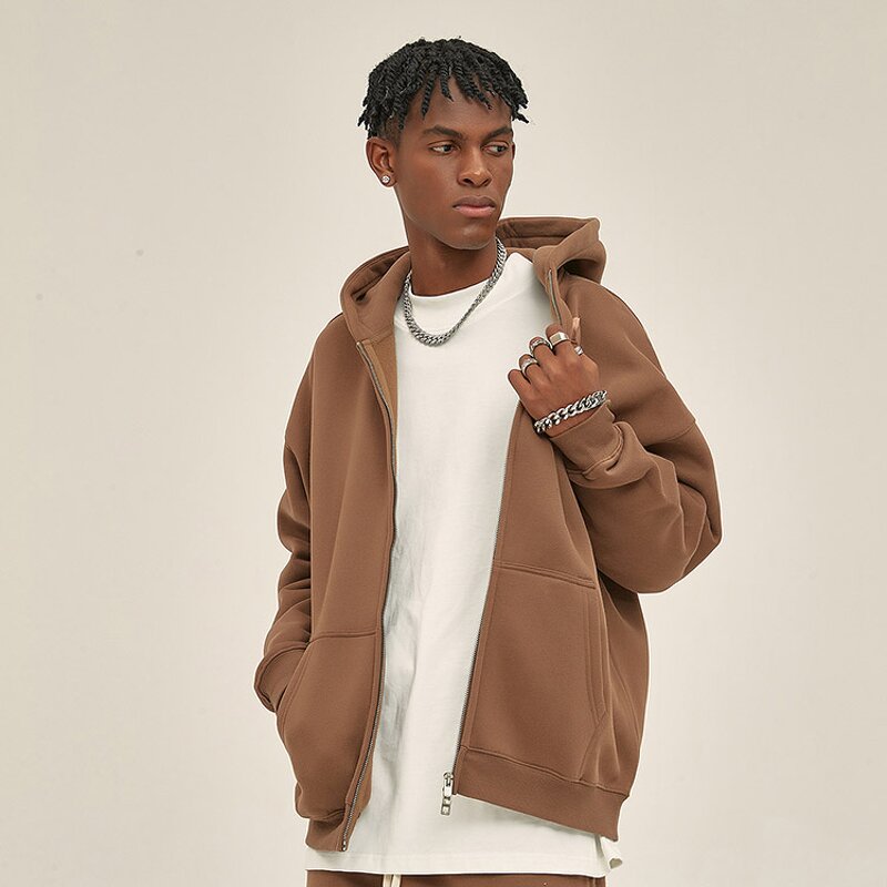 Boxy Zipper Hoodie Factory - OEM/ODM Custom OEM Men's High Quality Cotton Boxy Zipper Hoodie