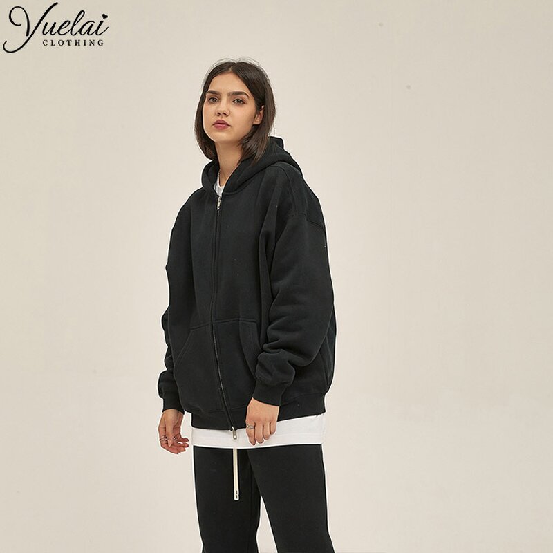 Zip Hoodie Manufacturer - OEM/ODM Custom Wholesale Custom Unisex Zip Hoodie Solid Black 100% Cotton