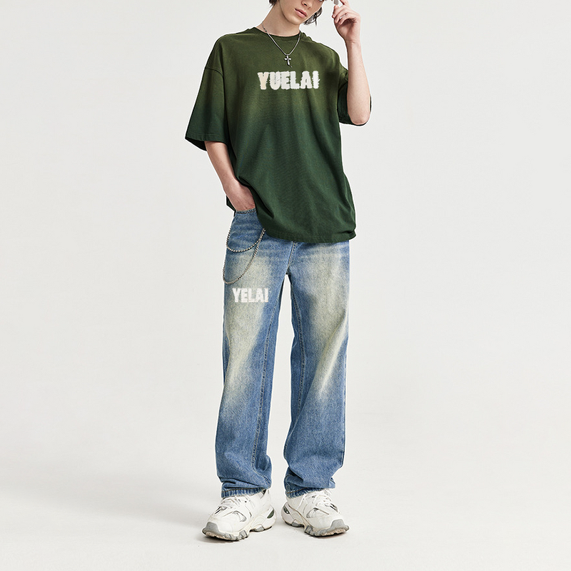 Customized Men's Jeans Manufacturer - OEM/ODM Custom Factory Customized Men's Jeans Streetwear Hip Hop Casual Wide Leg