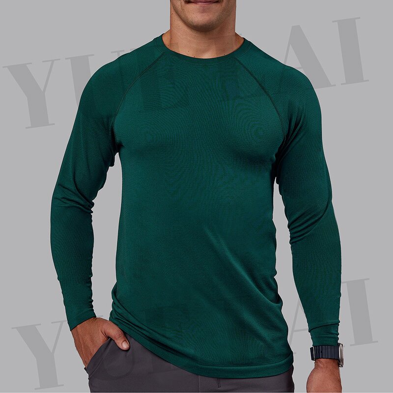 Men's Sports T-Shirt Manufacturer - OEM/ODM Custom Logo 100%Polyester Men's Fitness Long Sleeve Sports T-Shirt Activewear