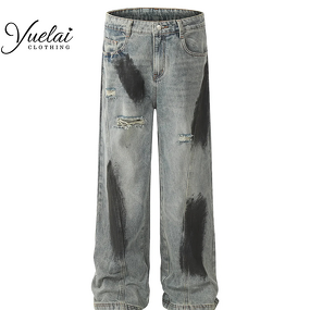 Men Jeans Factory - OEM/ODM Custom Men Jeans High Quality Designer Jeans Trousers Casual Wide Leg Vintage Wash