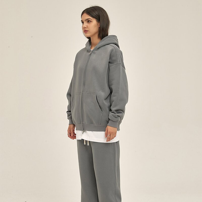 Full-Zip Hoodie Manufacturer - OEM/ODM Custom Unisex High Quality Oversized Full-Zip Hoodie Logo