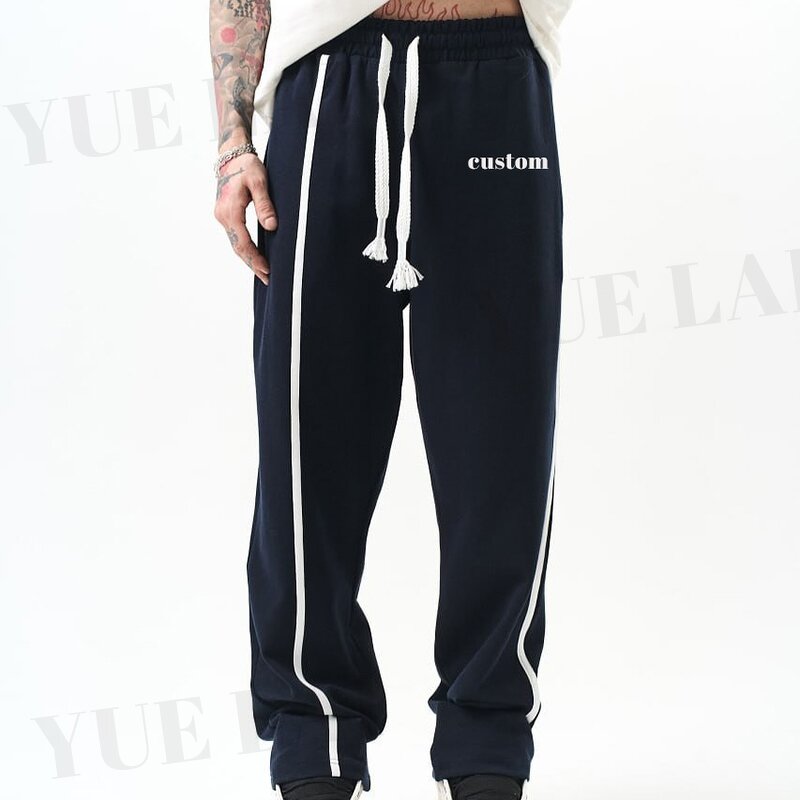 Sweatpants Factory - OEM/ODM Custom Logo Fleece Cotton Sweatpants Striped Oversized Trackpants