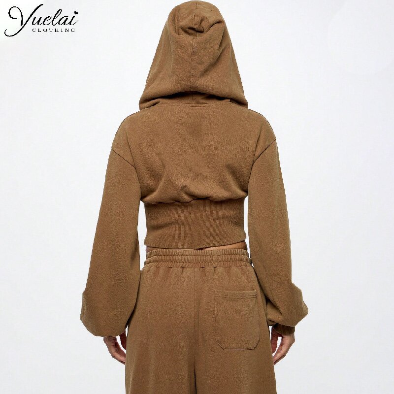 Crop Jacket Hoodie Manufacturer - OEM/ODM Custom Wholesale Logo Autumn Plain Blank Long Sleeve Crop Jacket Hoodie