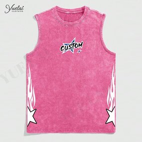 Tank Tops for Men Manufacturer - OEM/ODM Custom Fashion Distressed Sleeveless Shirt Loose Street Style Y2K Digital Printing