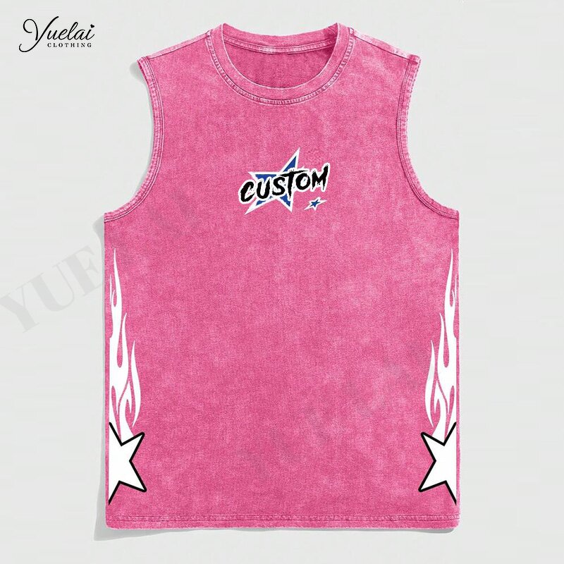 Tank Tops for Men Manufacturer - OEM/ODM Custom Fashion Distressed Sleeveless Shirt Loose Street Style Y2K Digital Printing