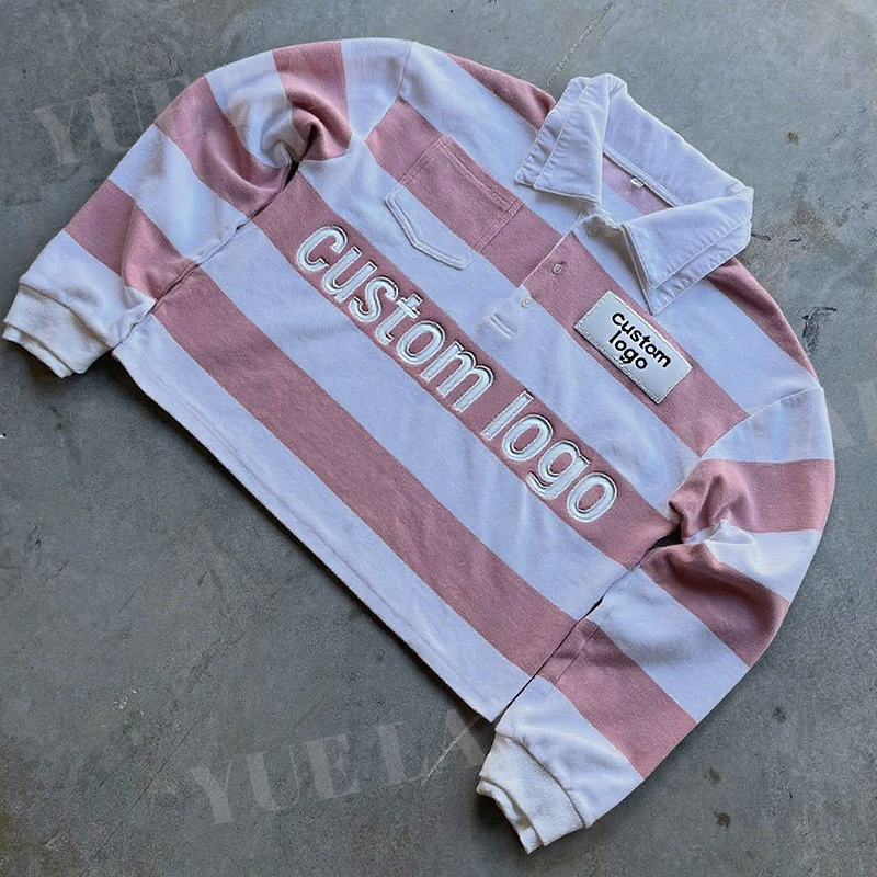 Men's Sports T-shirts Manufacturer - OEM/ODM Custom Clothing Manufacturers Stripe T-shirt Embroidery Long Sleeve Double-layered